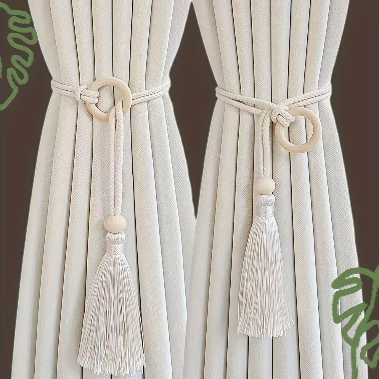 

-chic Adjustable Curtain Tieback With Tassel - Polyester, Bedroom & Living Room Decor, Curtains For Living Room