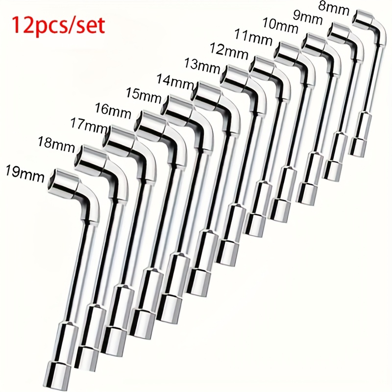 Image of 12/8/6pcs/set Pipe Clamp Set, Metric 6-19mm Hexagonal Socket Wrench Set, Suitable For Automobile Repair, Construction, Furniture Maintenance, And Daily Maintenance Of Double Headed Socket Wrench