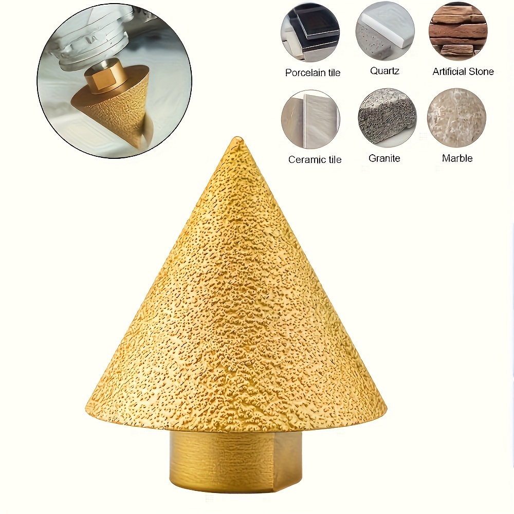 

1pc M14 Diamond Chamfering Bits, Tapered Engraving And Polishing Wheels, Diamond Tapered Milling Bits For Stone, Ceramic Tiles, Porcelain Tiles, Marble, Granite, Reaming, Milling And Trimming Tools