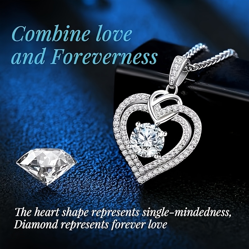 925 Sterling Silver Moissanite Heart-Shaped Necklace