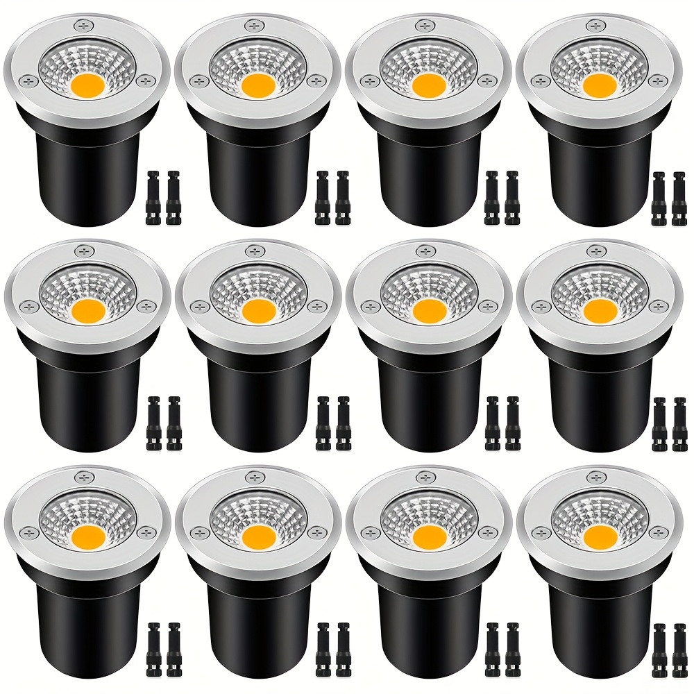 

12pcs Low Voltage Landscape Lights Led Well Lights 3w 12v-24v In Ground Lights Ip67 Waterproof Low Voltage Landscape Lighting Floor Deck Step Garden Lights Outdoor