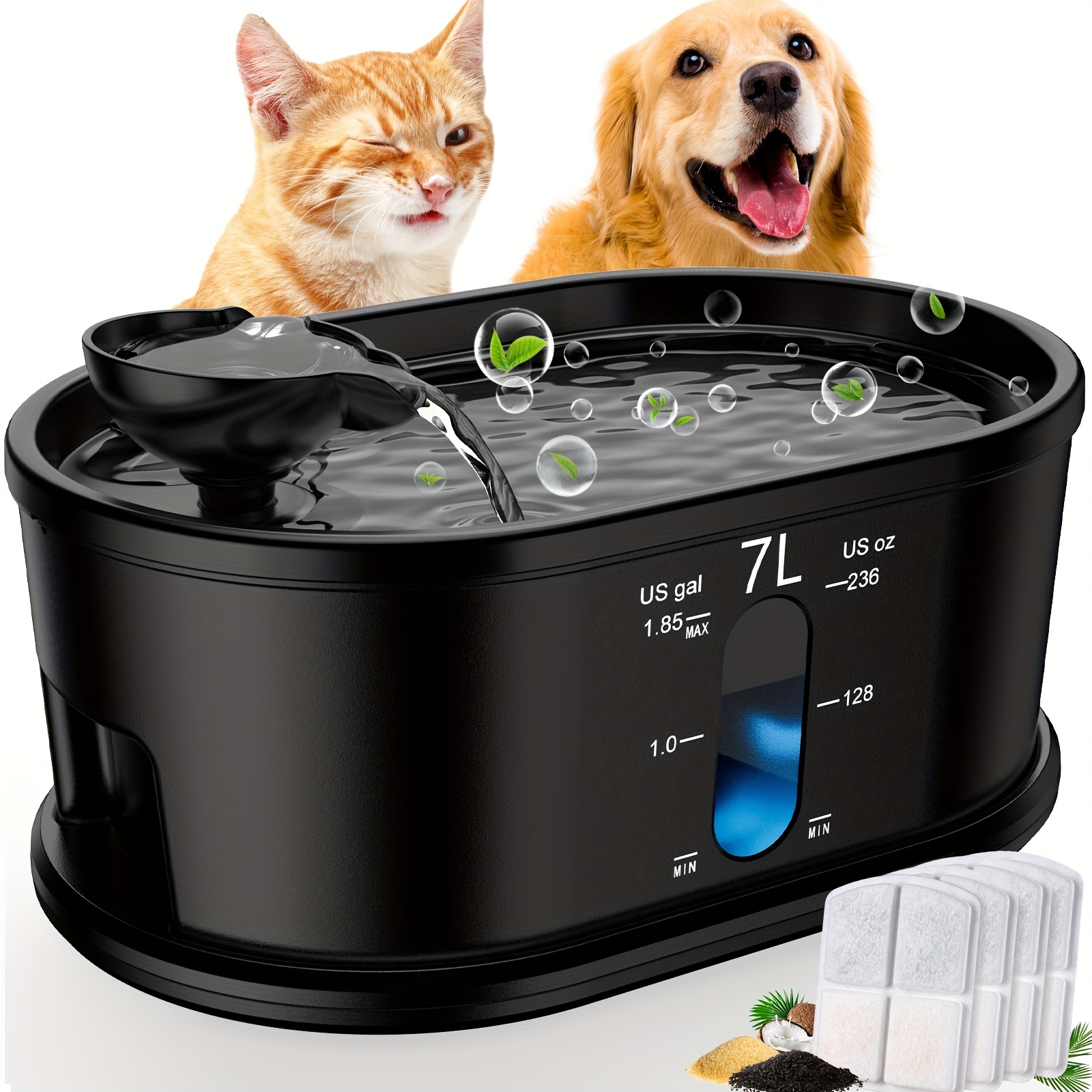 

Wireless Cat Water Fountain, Automatic Operated Pet Water Fountain, 95oz/7l Rechargeable Cordless Cat Water Dispenser, Black