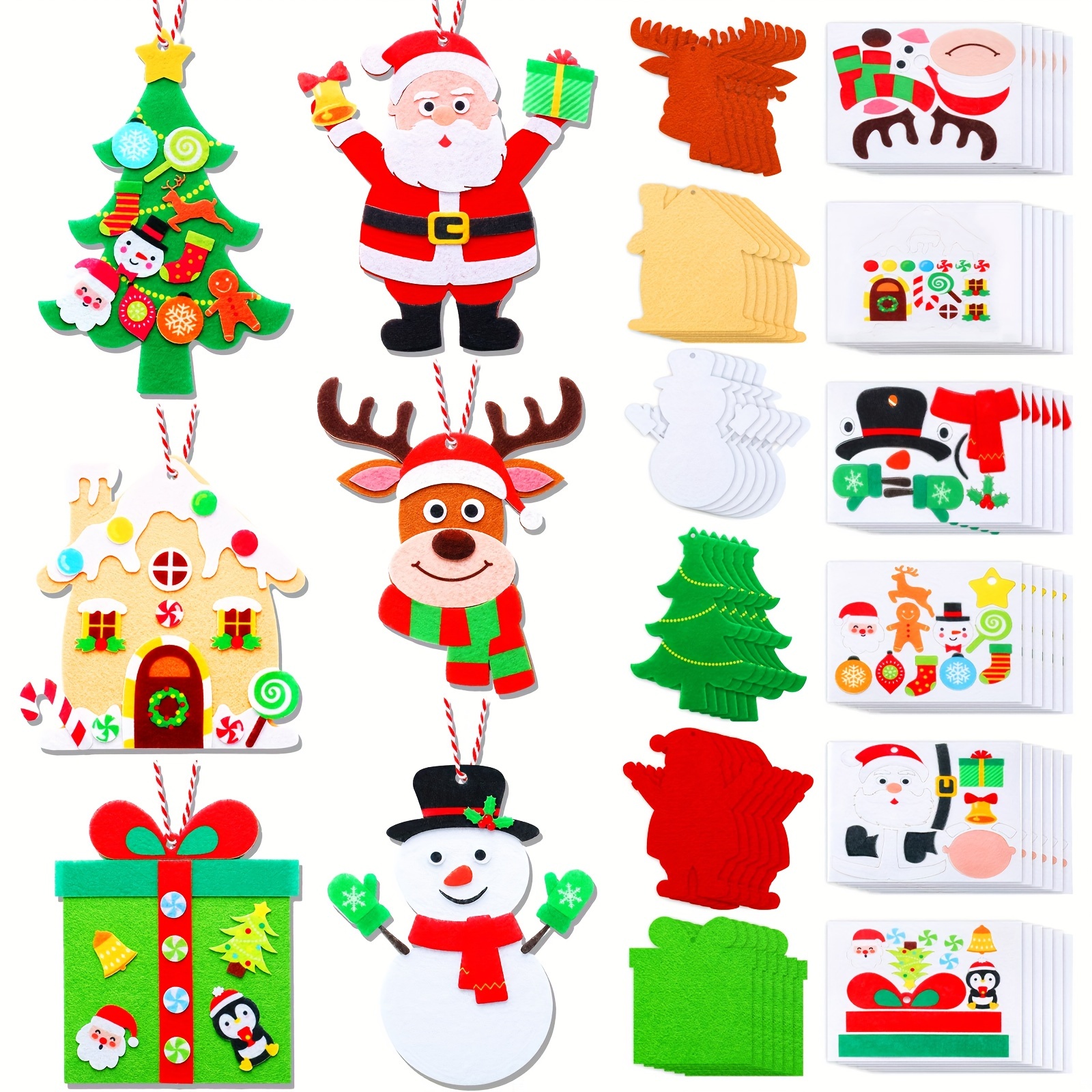 

36 Pcs Christmas Crafts For Christmas Snowman Stockings Ornaments Gift Boxes Crafts For Party Supplies