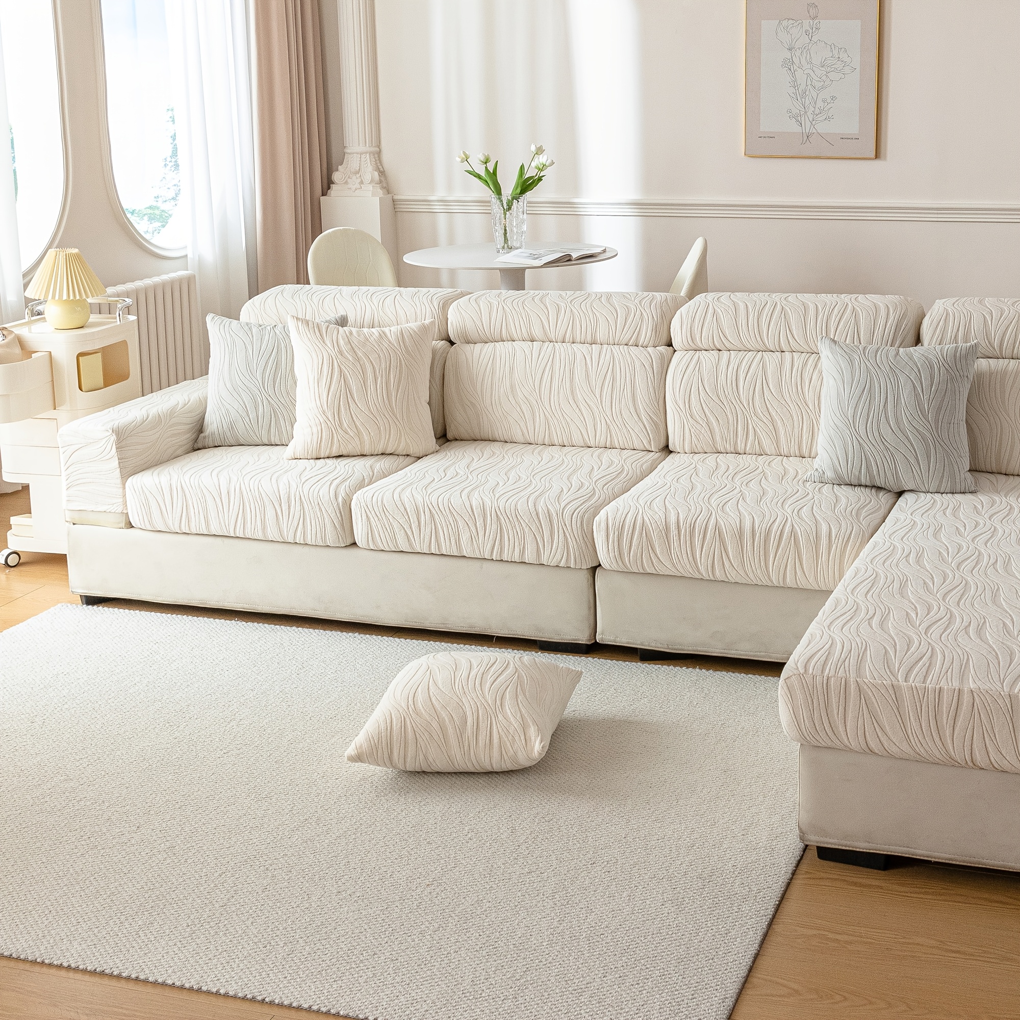 TEMU Ruliu 1pc Classic Stretch Fabric Sofa Cover - Slip-resistant Elastic Fitted Blanket, Easy To - Extends Furniture Life And Enhances Style