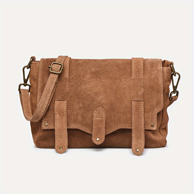 

Sac à Épaule en Cuir Suédé pour Femme - Bandoulière Ajustable Détachable, Fermeture Éclair, Style Décontracté en Plusieurs Couleurs, Sac à Main en Cuir