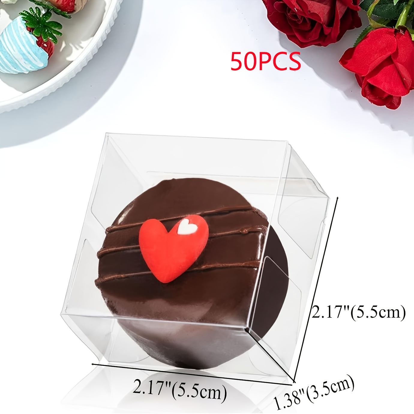 50pcs Transparent Plastic Macaron Box Independent Clear Packaging For Mini Candy/cake/chocolate Snacks