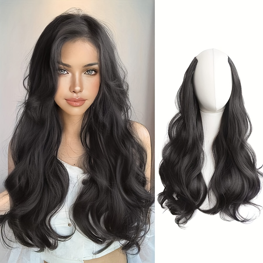 

Elegant Clip-in Hair Extensions For Women - Seamless, Heat Resistant Synthetic Body Wave Hairpiece, Adds Volume To Hair