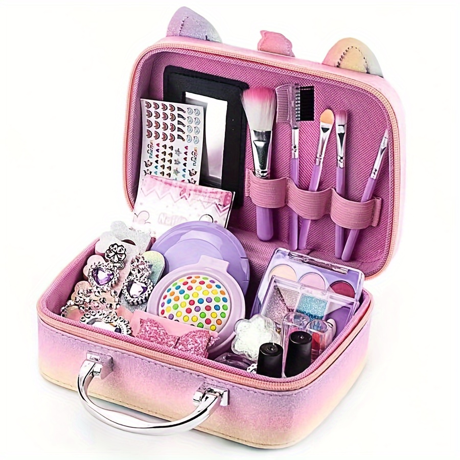 girls deluxe makeup kit with cosmetic bag non toxic washable real perfect for birthdays easter mothers day christmas gifts makeup bag makeup accessories details 6