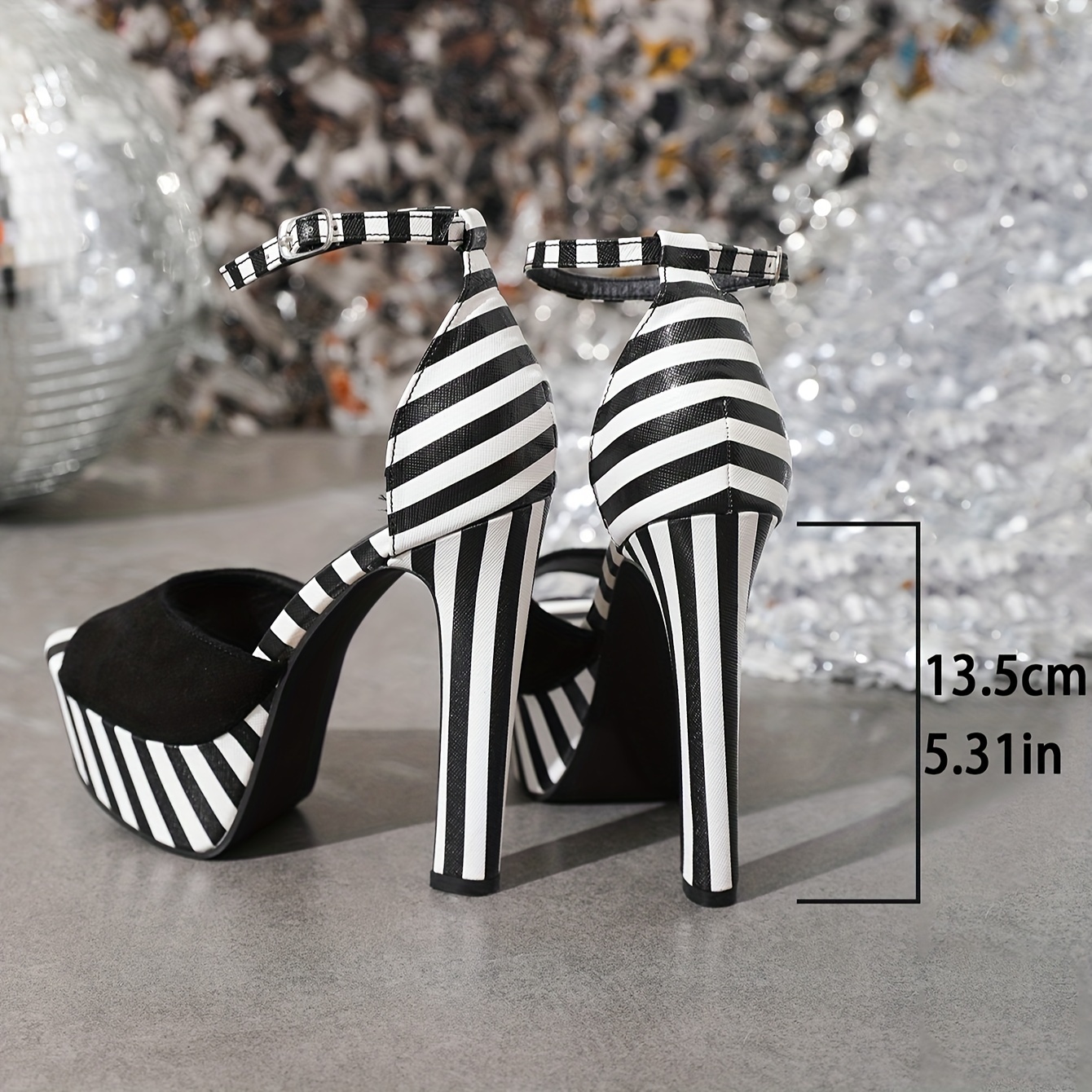 Women s Striped Pattern High Heel Sandals Fashion Open Toe Temu United