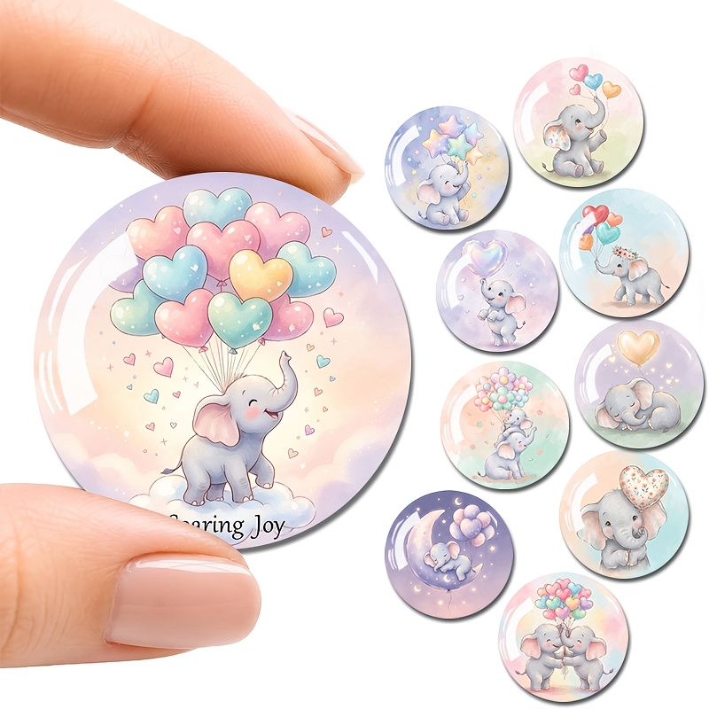 TEMU 10pcs Glass Fridge Magnets, , Cute Elephant Theme, Glass Refrigerator Magnets, Decorative Kitchen Magnets, Ideal For Refrigerators, Whiteboards,