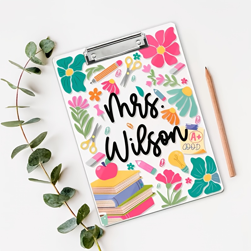 TEMU 1pc, Personalized Custom Acrylic Clipboard, 12.3*8.73 Inches, With A Clip Writing Board, Pattern, Double-sided Color Printing , Practical Office