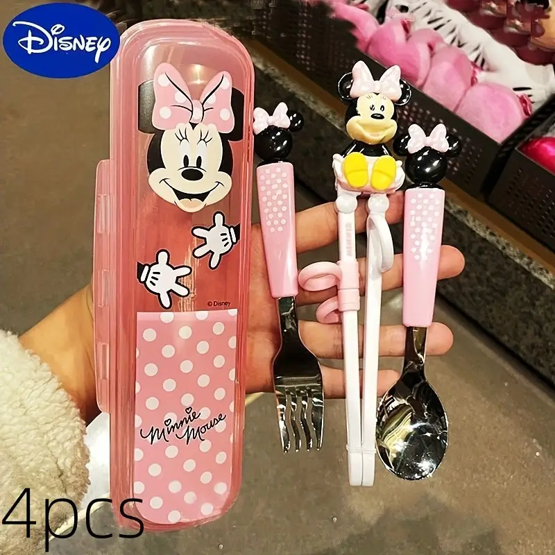 4pcs training chopsticks and 304 stainless steel fork and spoon cartoon novelty style with box princess and portable learning chopsticks cute tableware suitable for beginners outdoor camping accessories home supplies birthday christmas gift Product details 4