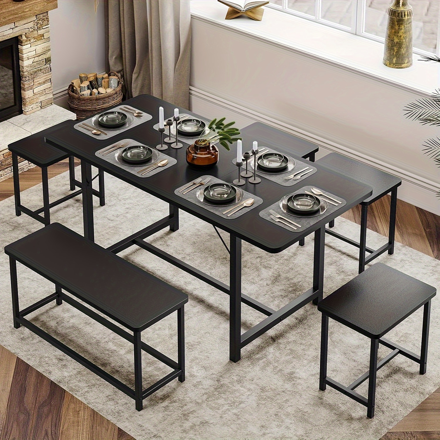 Metal frame extendable dining room good table