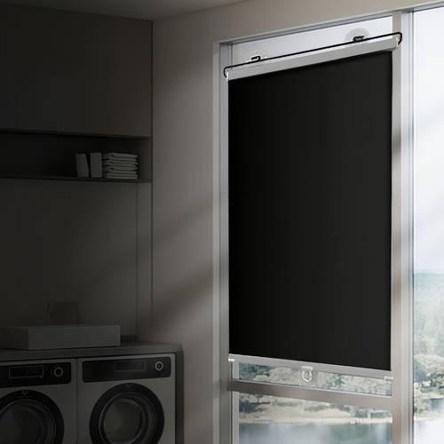 1pc blackout retractable shade no drilling required pvc material insulating effect suitable for office sunroom kitchen room home insulation uv protection