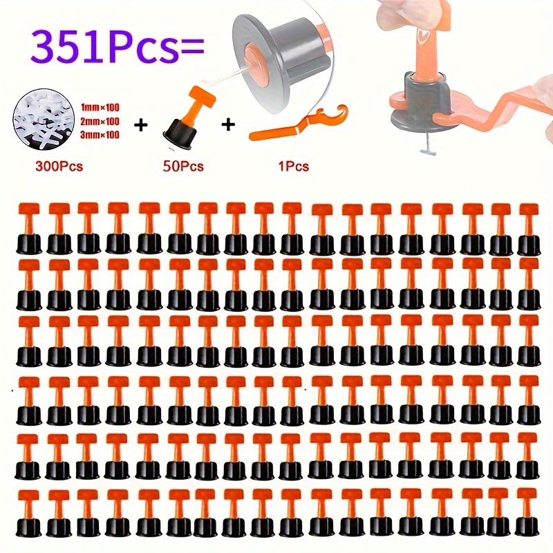 

Professional Tile Leveling System 351pcs Kit - Reusable Plastic Tile Spacers, Alignment Wedges, And Floor Wall Clips For Leveling And Spacing Ceramic Tiles