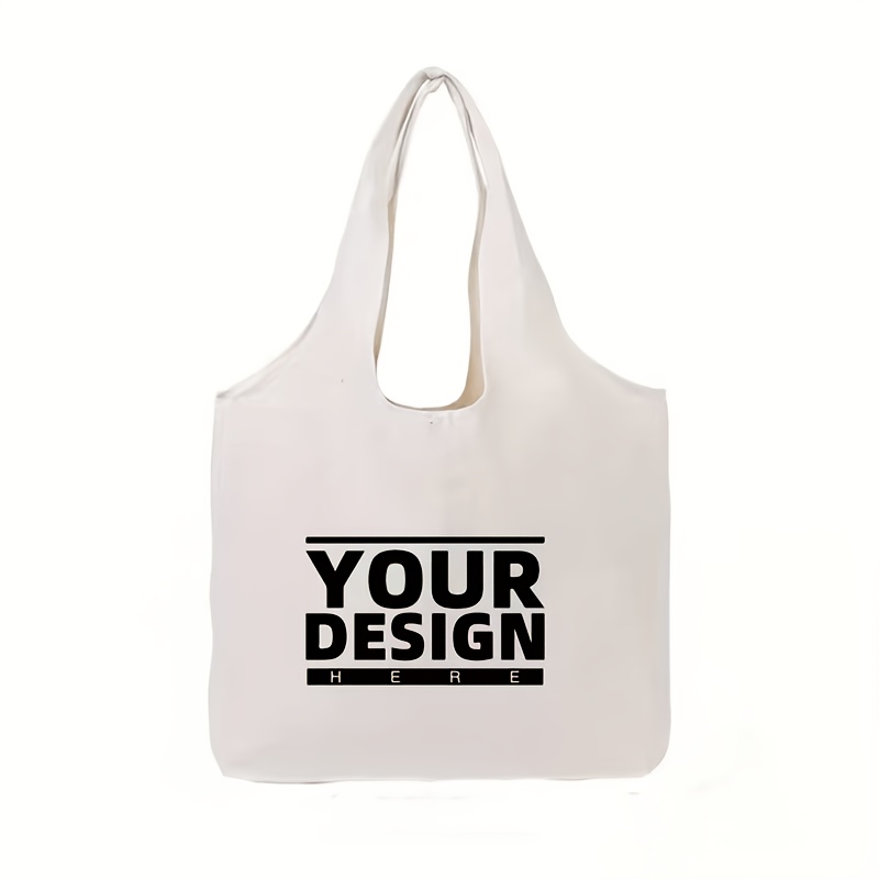 TEMU Customizable Tote Bag - Large Capacity, Personalized Logo Design, Durable And Stylish, Suitable For Shopping, Commuting, Or Daily Use. Printed