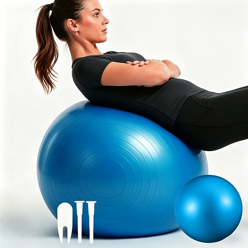 TEMU A Set Includes 3 Accessories: 1 Large 45cm Yoga Ball, 1 Mini 25cm Yoga Ball, And 1 Set Of Air Pumps And Plugs. This High-quality Balance Ball Is