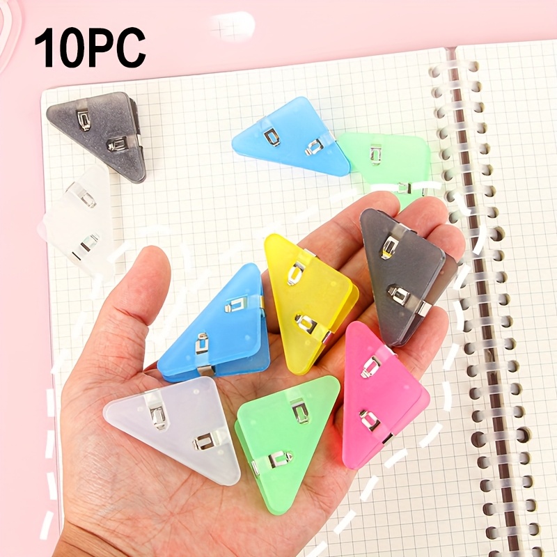 10pcs Multifunctional Office Triangular Book Clips - Plastic Folder Organizers