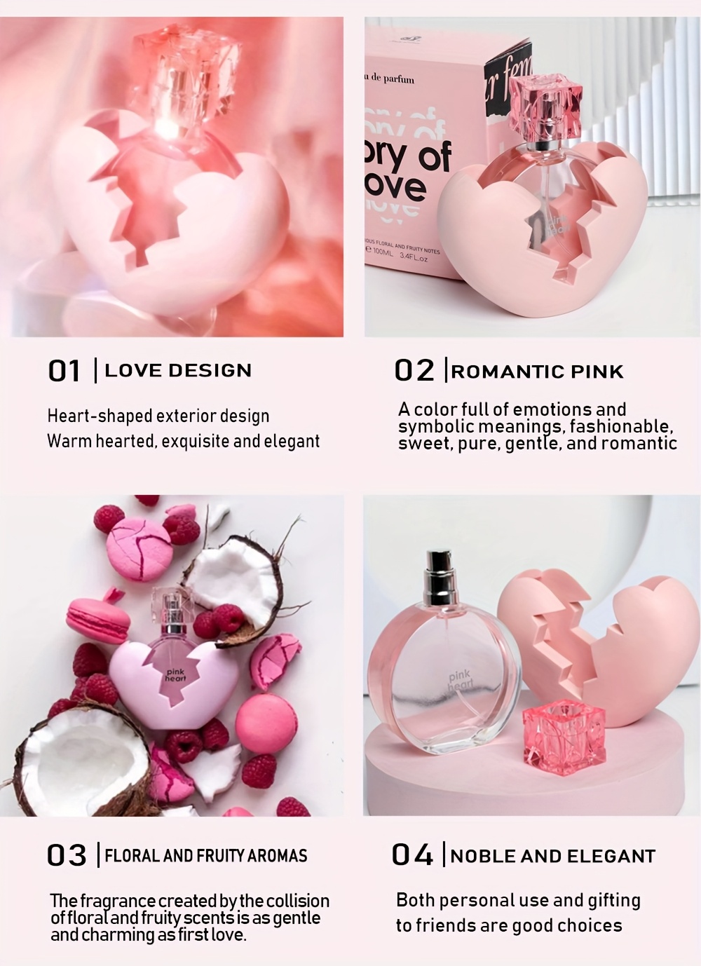 womens perfume heart shaped 100ml large bottle Temu