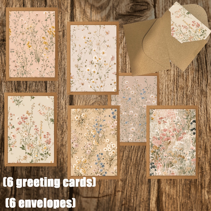 TEMU Set Of 12 Fun Greeting Cards With Envelopes, Various Patterns - Pastoral Style - Holiday Greeting Cards | Blank Inside | Suitable For Mother's