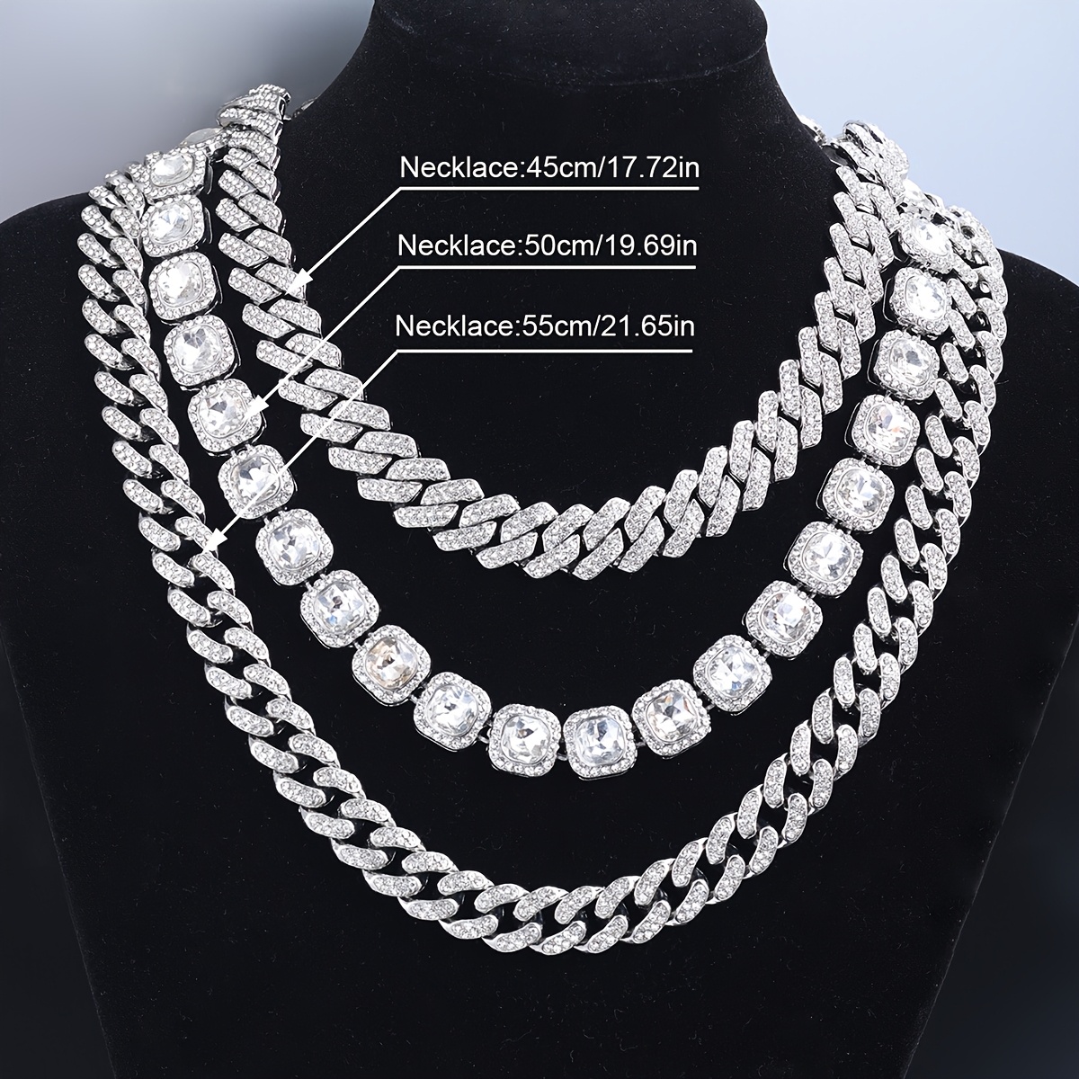 Image of 3pcs/set Men's Jewelry Set Cuban Chain Necklace Set,mens Ghristmas Gifts,hip Hop Street Style Jewelry For Party, Birthday, Valentine's Day, Thanksgiving Gifts