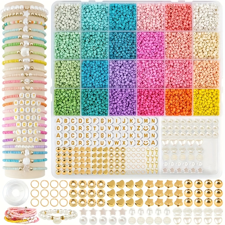 

Diy Jewelry Making Kit - 26-compartment Acrylic Beads With Letter Charms, 3mm Round Seed Beads For Bracelets & Pendants Crafting Charms For Jewelry Making Beads For Jewelry Making