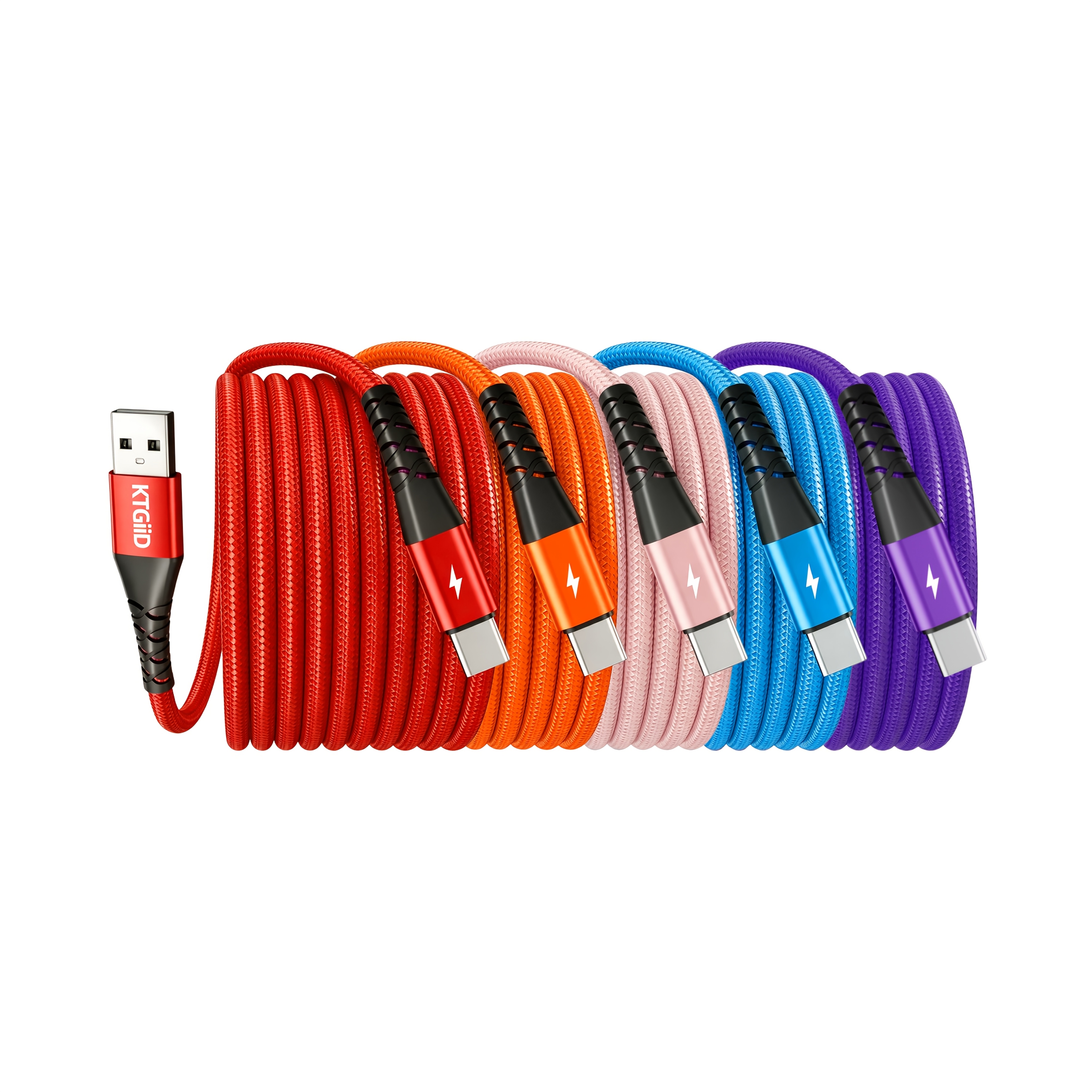 TEMU Ktgiid Usb To Usb C Cable Fast Charging, Usb A To Usb C Cord [5 Pack, 3.3/6.6/9.9ft] | Upgraded Braided Usb To Type-c Cable Compatible With