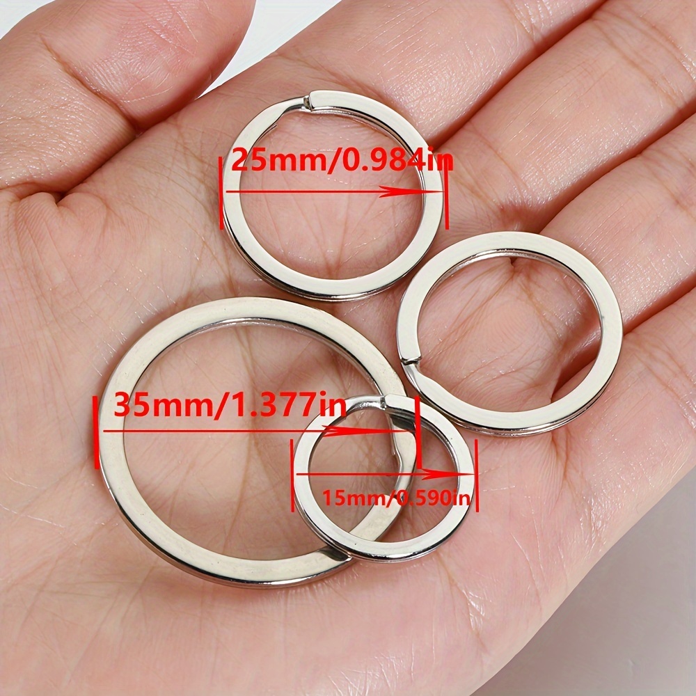 20 плоских брелоков из нержавеющей стали 201, большие, средние и маленькие плоские брелоки, оптовая   аксессуаров для самодельных украшений ручной работы Детали 2