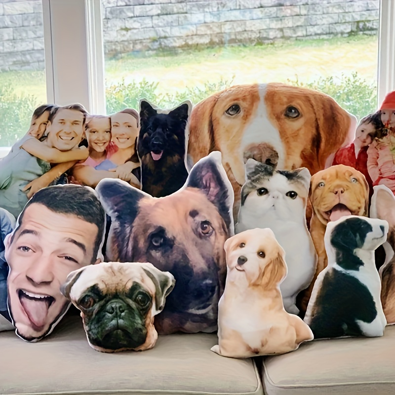 1pc Double-Sided Print Custom Shaped Photo Pet Pillow - Polyester Plush Cushion with Hand Washable, Contemporary Style, Zipper Closure, Fill, All-Season Decorative