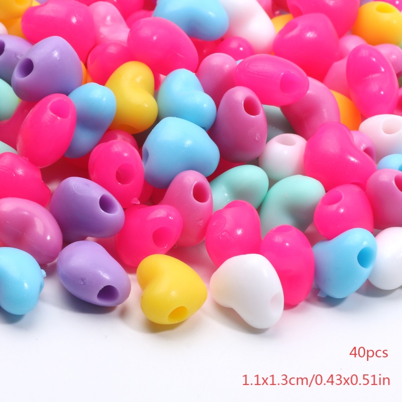 TEMU 40pcs 11x14mm Colorful Heart Silicone Beads For Diy Hair Accessories, Keychains, Necklaces, Bracelets, Earrings, Keychains, Phone Chains, And