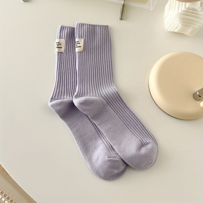 Image of 1 Pair Of Heel-marked Drawstring Mid-calf Socks, Japanese And Korean Street Style, Street Photography, Daily Wear, Sweat-absorbing, And Comfortable Socks
