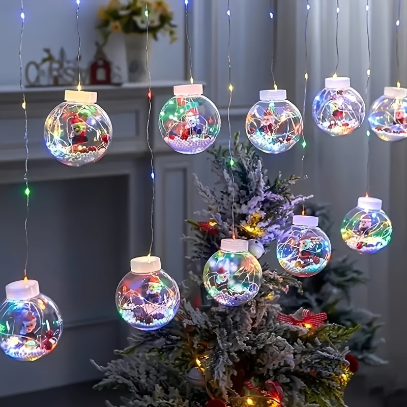 Guirlande Lumineuse De Noël 2 Mètres – Décorations Bonhomme De Neige, Père Noël – 100 LED – 8 Modes – IP65 – Piles