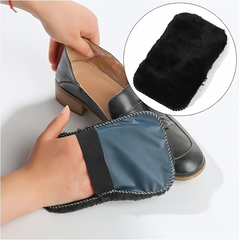 1pc/2pcs Plush Shoe Polishing Gloves, Soft Shoe Cleaning Cloth, Polyester Woven Fabric, Multi-functional Accessories, Suitable For Use On Footwear, Furniture, And Floors, Random