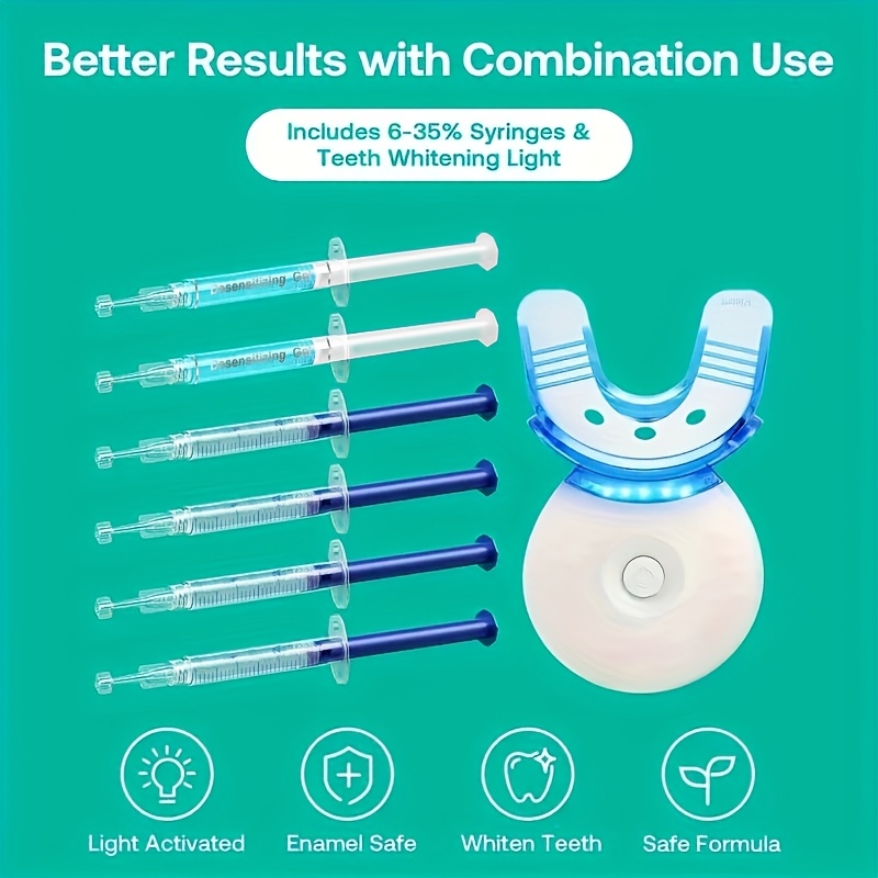 new led teeth whitening kit   6 x 3ml whitening   oral trays and   fast and gentle teeth whitening natural and effective stain cleaning at home details 3