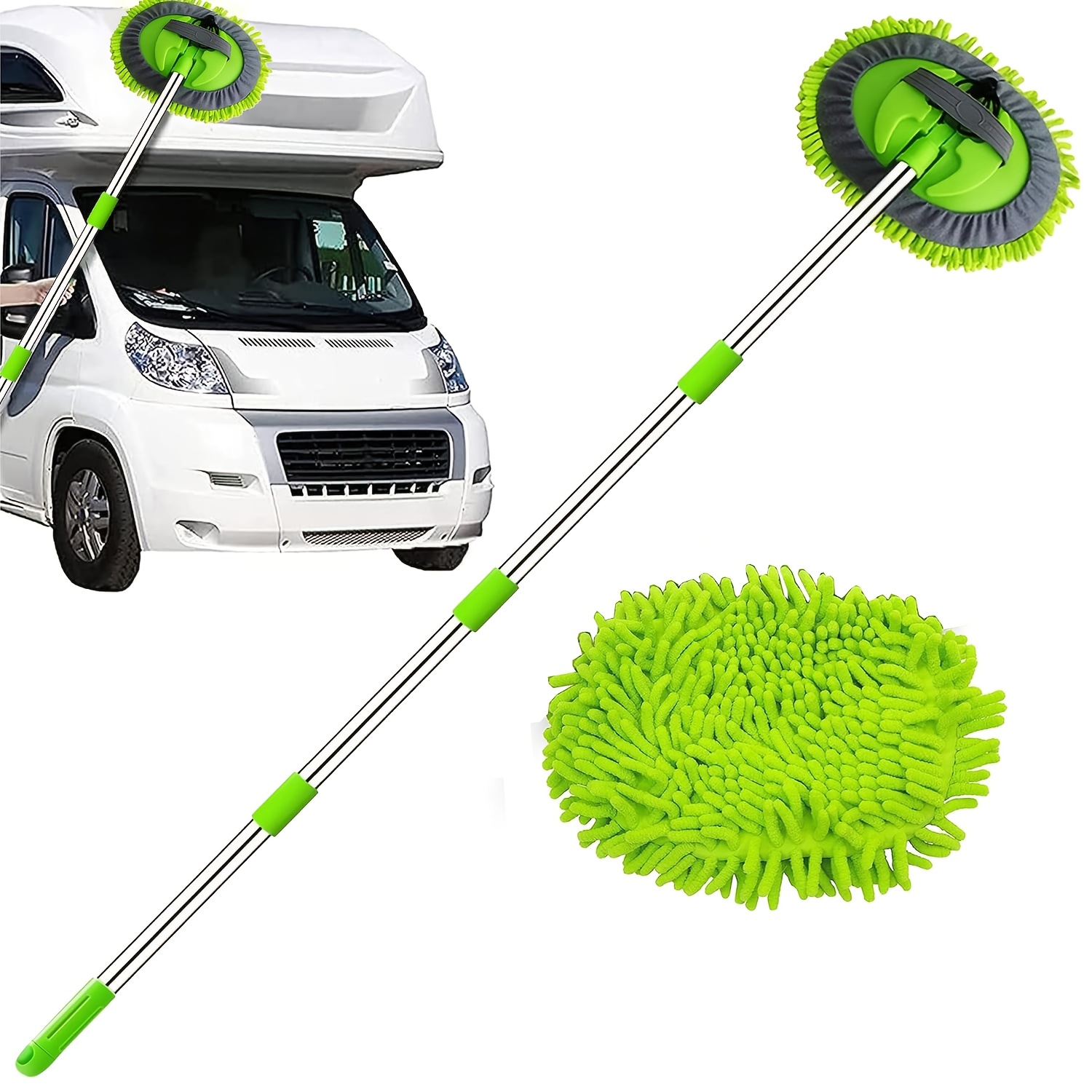 63" Car Wash Brush Mop With Extended Handle Set For Cleaning And Detailing Vehicles, Suitable For Cars, Trucks, Suvs, Rvs, And Trailers, Soft Sponge Duster Mitt That Won't Damage Paint