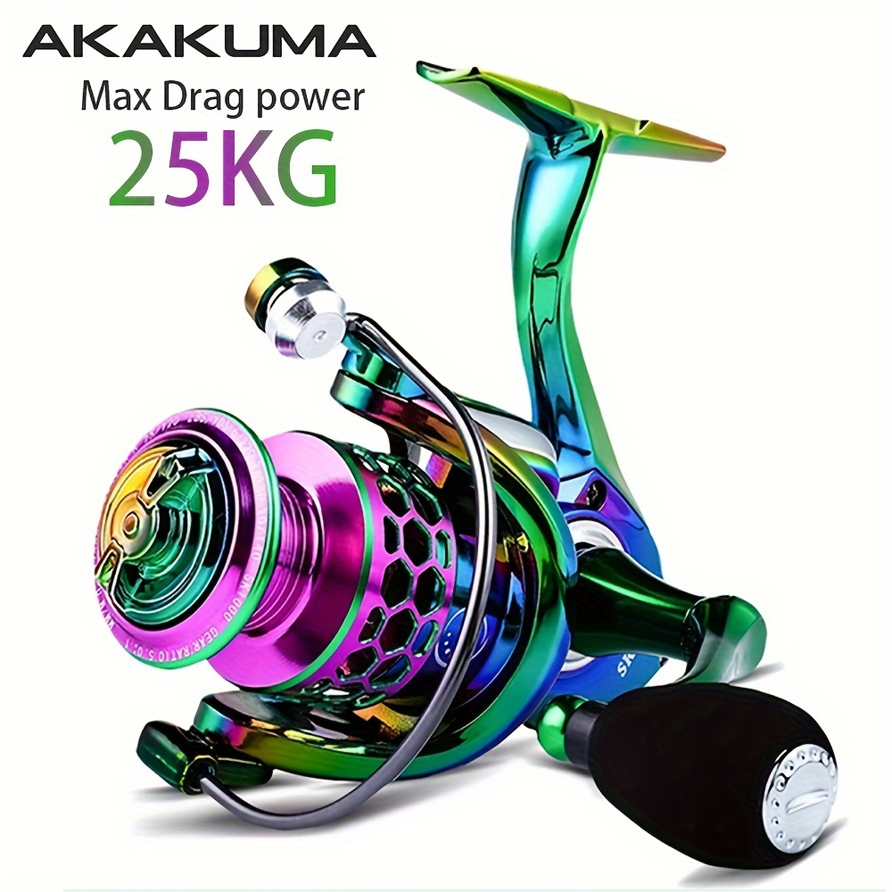 

1pc, Akakuma Fishing Reel, 14+1 Bb Reel, 1000-6000 Series Long Wheel, Reel, Max Drag Power 25kg, Metal Body For Saltwater And Freshwater Fishing