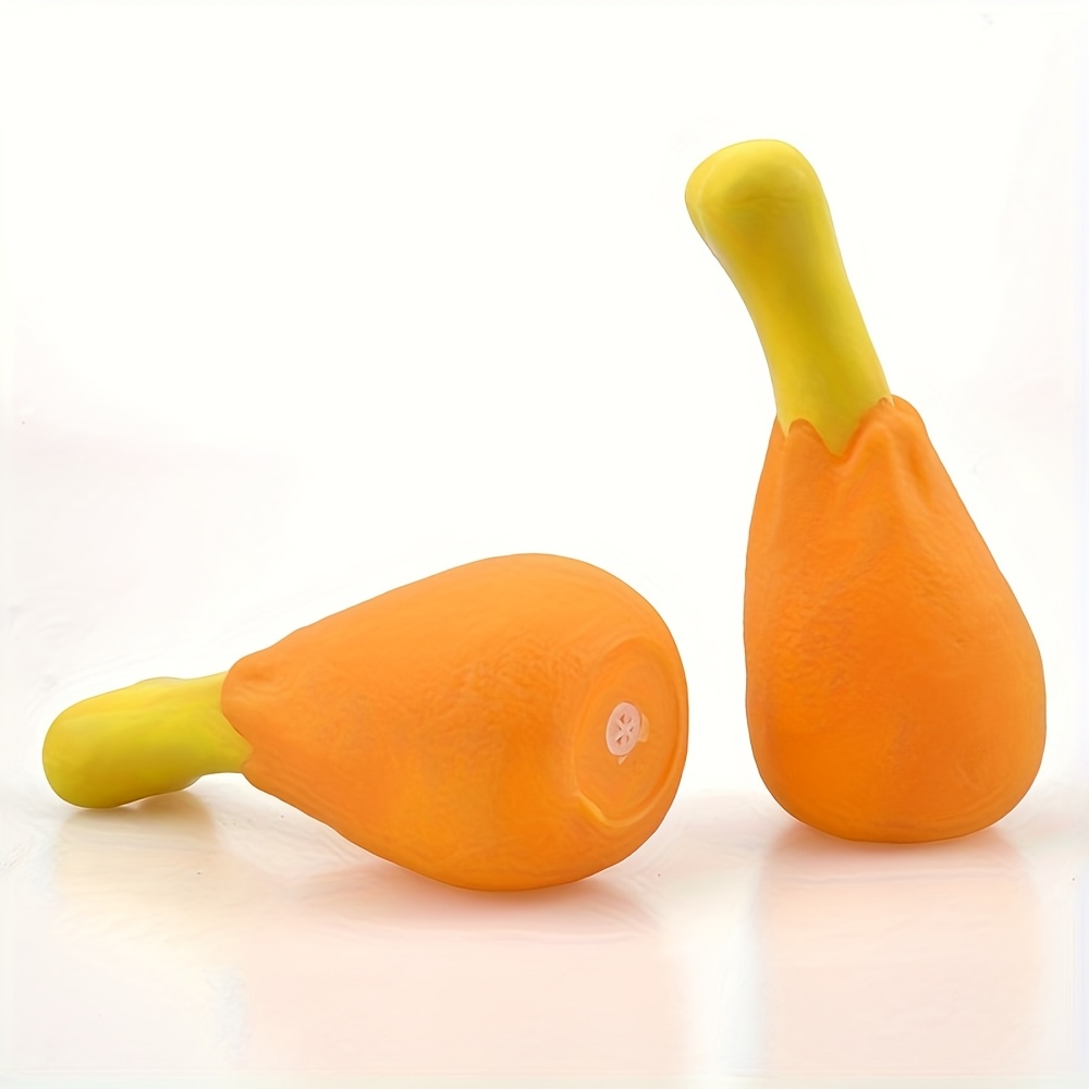 1pc squeaky chicken leg dog toy durable non toxic rubber chew toy for dental health playtime   yellow accents interactive   for all breeds sizes pet playtime fun pet accessory sturdy construction pet lovers Product details 4