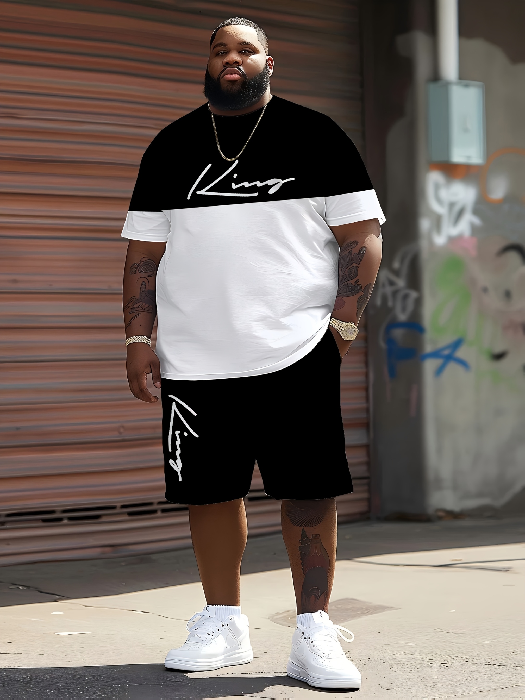 Baggy Shirt Big Shirt And Shorts Outfit Plus Size *'s Contrast