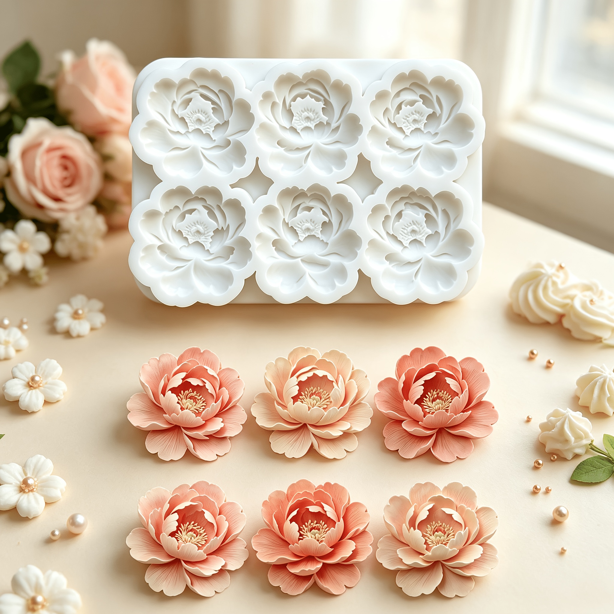 TEMU 1pc, 6-cavity Chinese-style Fondant Silicone Mold, Realistic Chocolate Fondant Cake Decorating Baking Mold, Perfect Tool For Diy Enthusiasts,