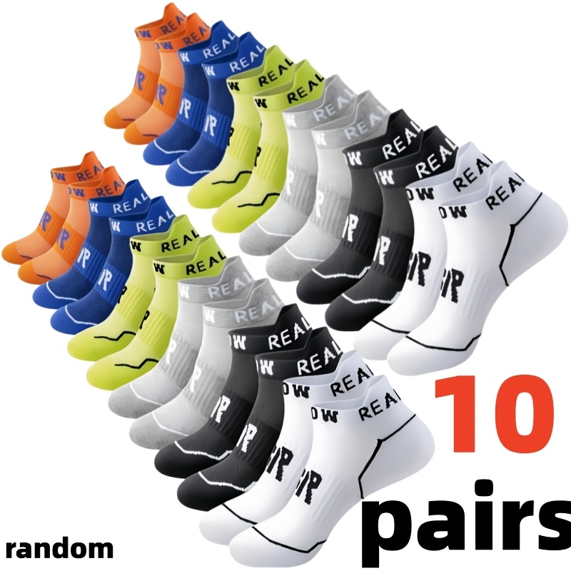TEMU Random 10 Pairs Men's Socks Mixed From 6 Colors, Mesh Breathable Polyester Sports Short Socks Meeting , Good Match, Men's Socks, Boat Socks,