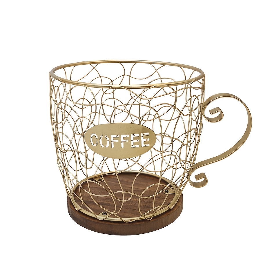 TEMU Cesta de Café de Alambre de Hierro con Diseño de Mimbre y de Madera - Grande y Pequeña, Decoración Rústica de Granja, Amigable para Etiquetas de