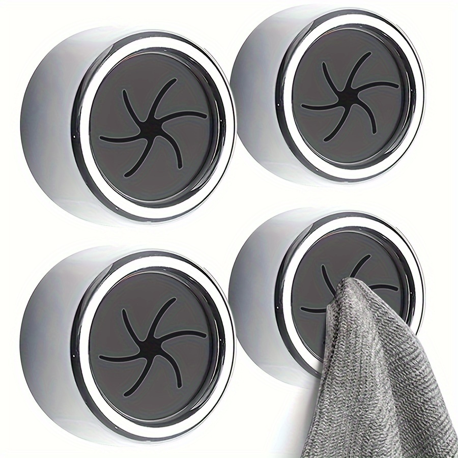 

2pcs Round Self-adhesive Towel Holders - Wall & Cabinet Door Mount, No-drill Kitchen & Bathroom Towel Racks, For Spring