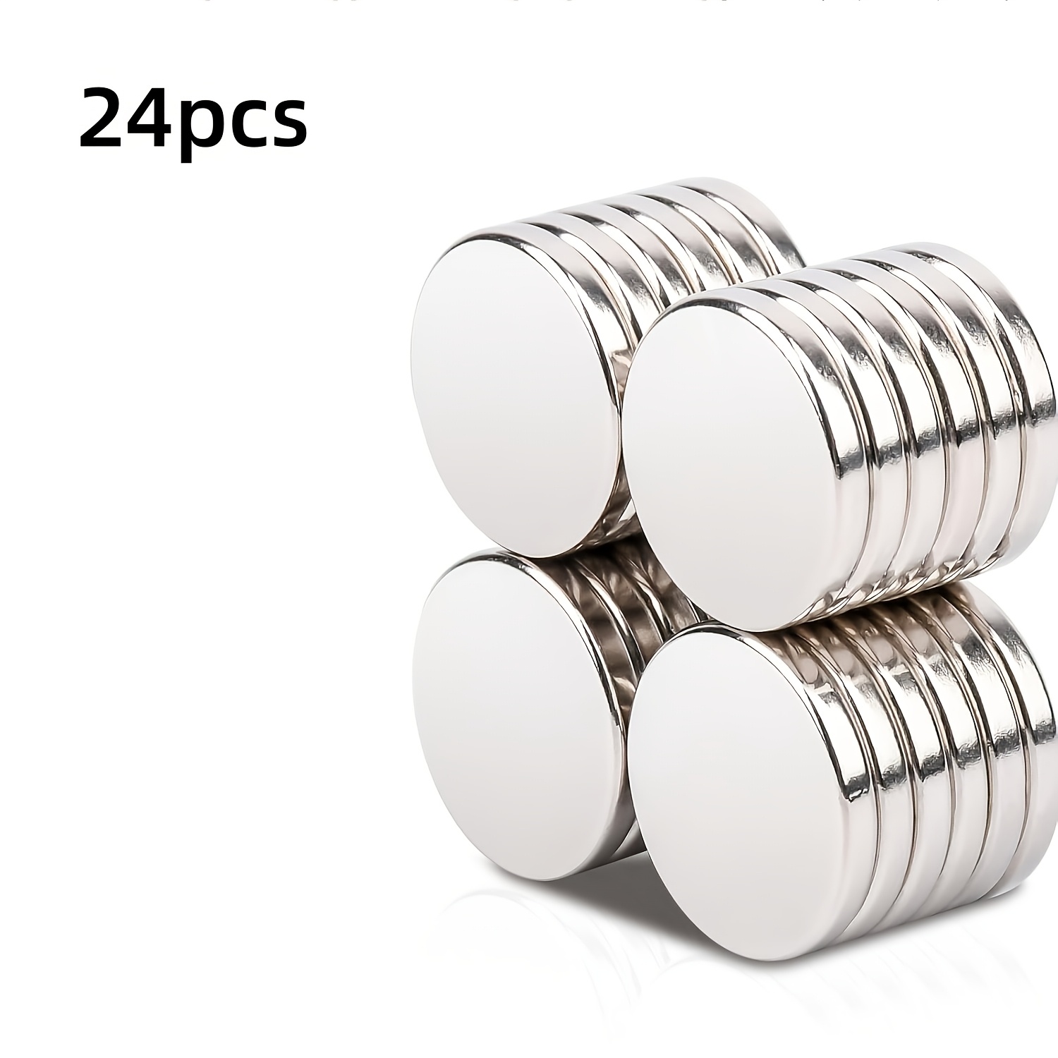 TEMU Round Magnets 20*3mm, 24pcs Good Silvery Magnets, Flat Disc Refrigerator Magnets, Button Magnets For Tools, Kitchens, Home, Office, .