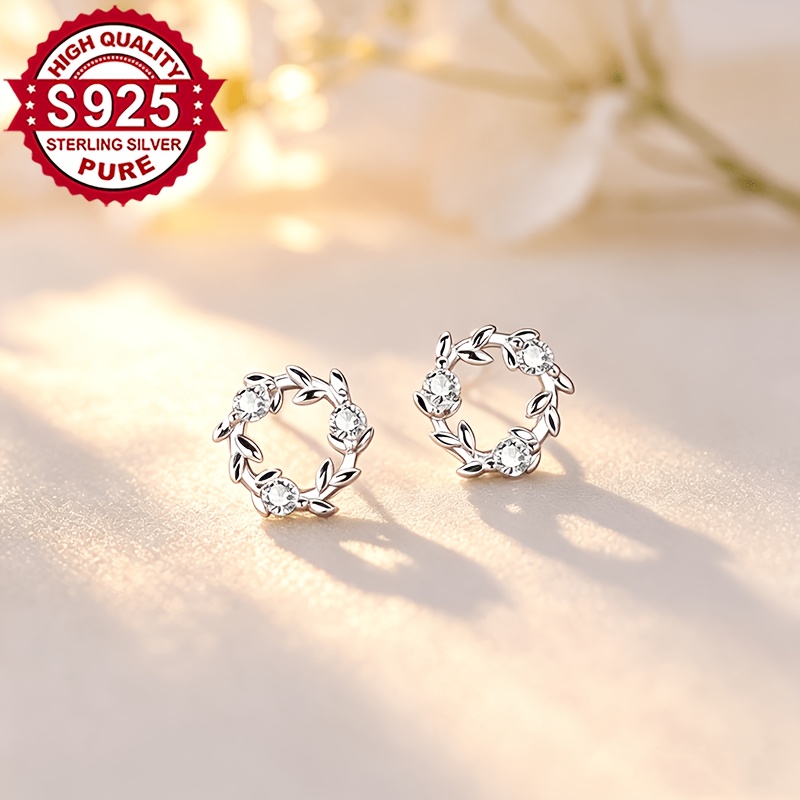 Women's S925 Silver Exquisite Wreath Earrings, Artistic Design