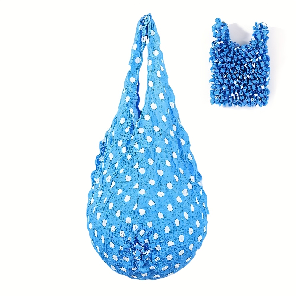 TEMU 1pc New Influencer Bag Pleated Bubble Multi-functional Elastic Shopping Bag Machine Washable Suitable For And Daily