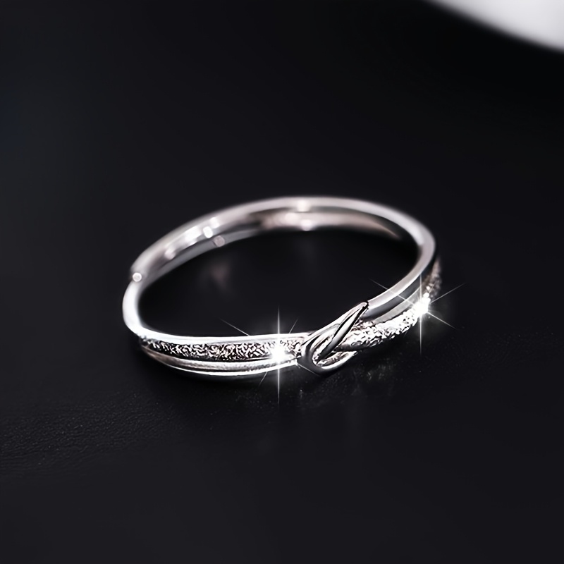 TEMU 1pc Women's Fashion Ring, Breath Starry Sky Ring, Knot, Niche Design, Light Luxury Index Finger Ring, Plain Band, Knotted Matte Versatile Ring,