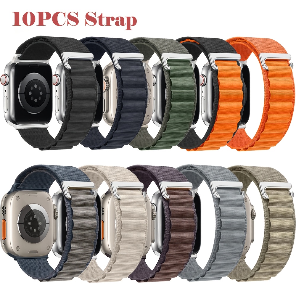 TEMU 10 Pack Compatible For Watch Ultra 2/se/series 10/9/8/7/6/5/4/3/2/1 Band, Breathable Nylon Sport Loop Strap With , Compatible For