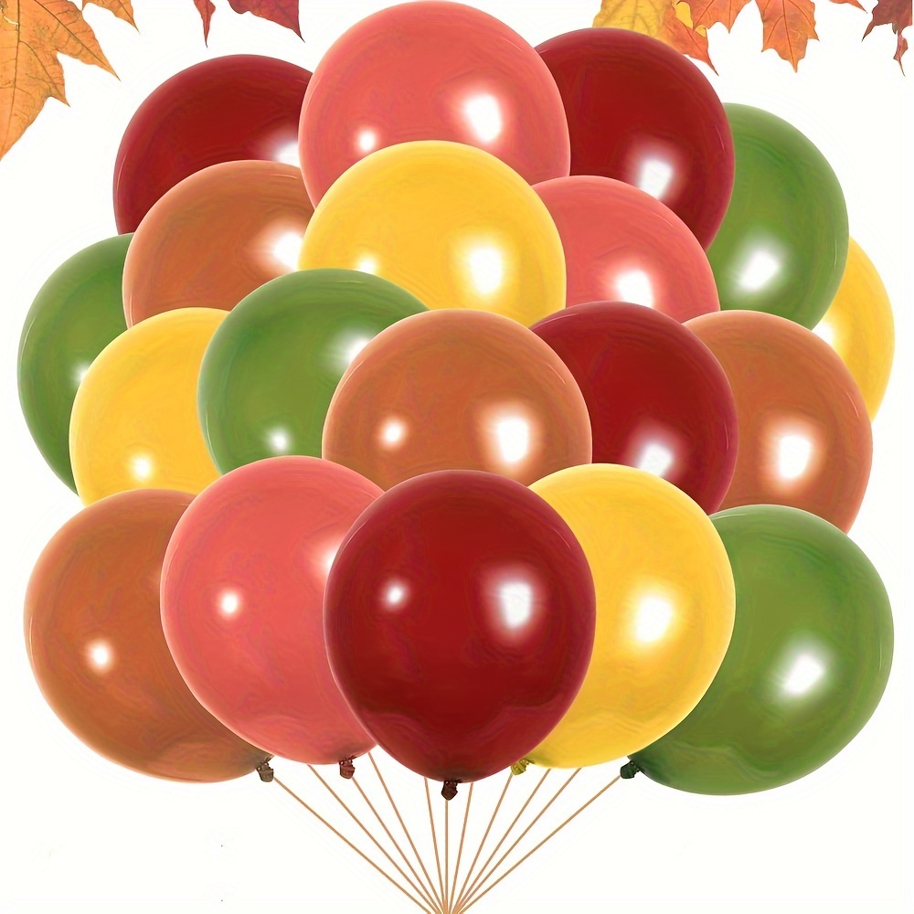 

50pcs Thanksgiving Fall Balloons - 10" Vibrant Orange, Yellow, Green, Brown & Burgundy Latex Balloons For Harvest Celebrations, Birthdays, Weddings & Showers