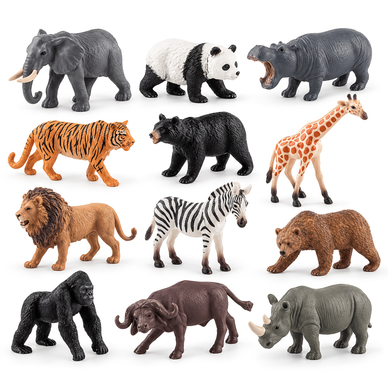 TEMU 1 Ensemble de 12 modèles de simulation d'animaux , comprenant mini-tigre, lion, , éléphant et , cadeau idéal pour , à améliorer apprentissage