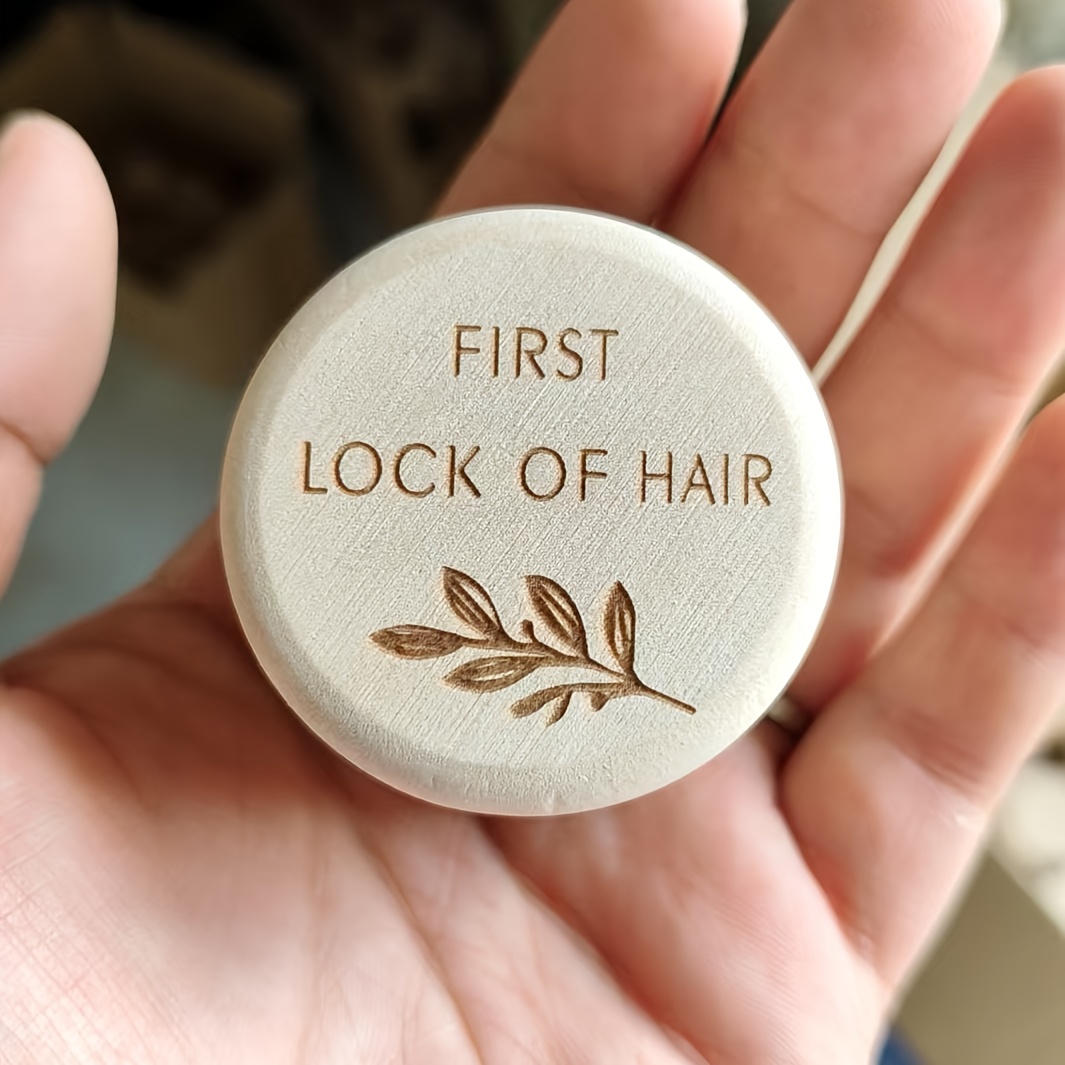 Image of 1 Small And Cute Wooden First Haircut Collection Box, Growth Commemorative Gift Box, Hand Carved Curly Hair Storage, Christmas Gift, Home Decoration